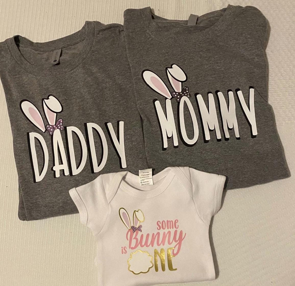 Some Bunny is One Family Birthday t-shirts