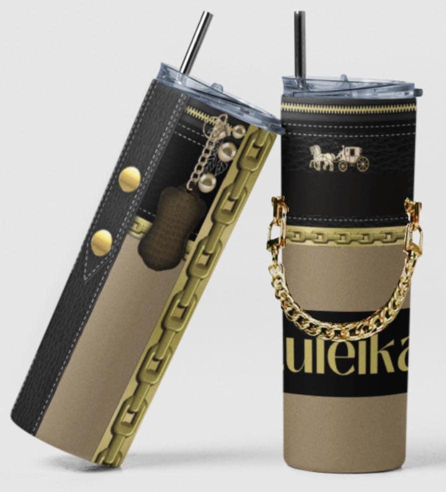Personalized designer inspired 20 oz tumbler with chain