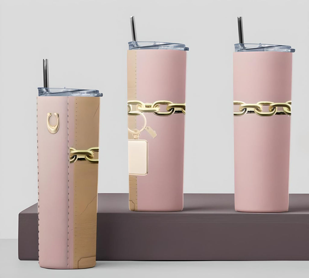Personalized designer inspired 20 oz tumbler with chain
