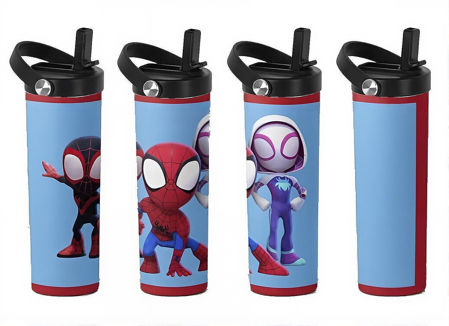 Spidey and Friends 20 oz Water Bottle Tumbler: Customizable Colors