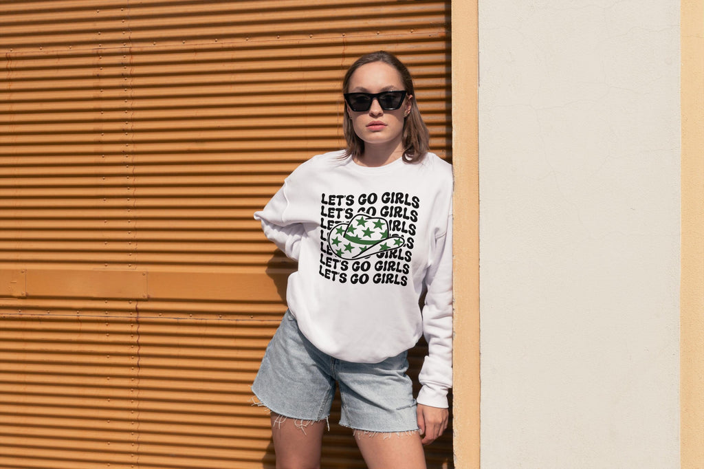 LET’S GO GIRLS Cowboy Hat Sweatshirt – Western Bachelorette, Country Concert Tee, Girls Trip Shirt, Southern Style Graphic Tee