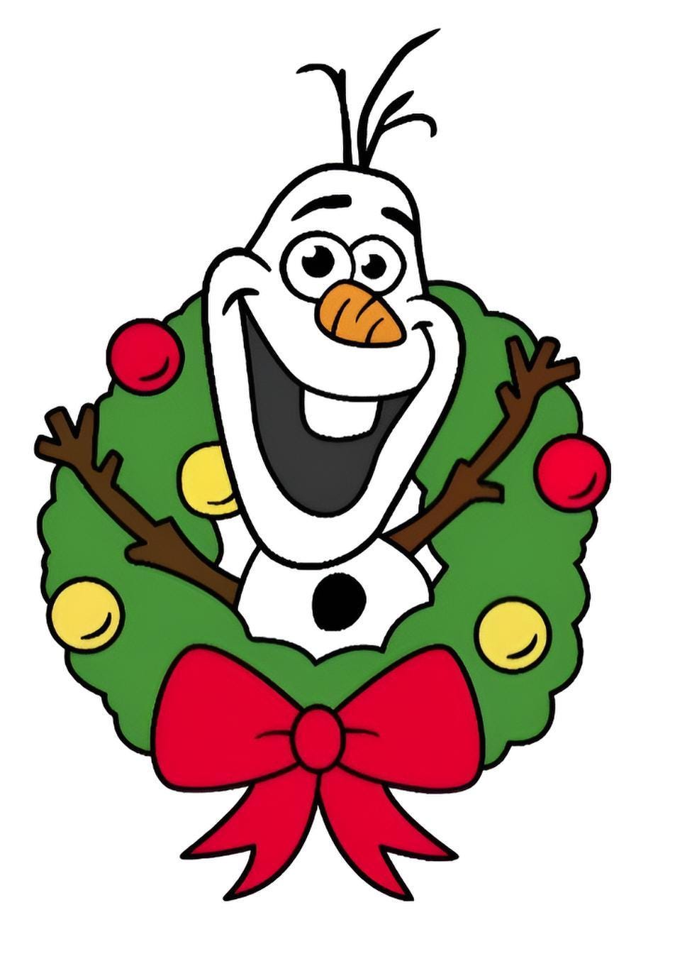 Olaf Christmas Wreath Kids T-Shirt – Festive Frozen-Inspired Holiday Tee for Little Snow Fans